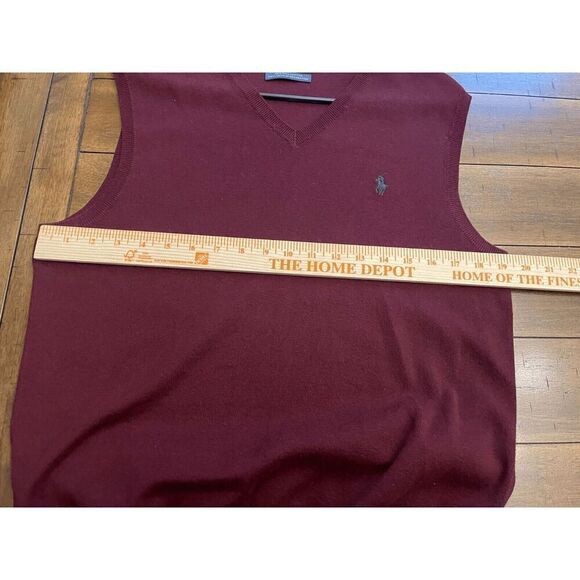 Polo by Ralph Lauren Men's Pullover Sweater M Maroon 100% Pima Cotton Sleeveless - Picture 6 of 7
